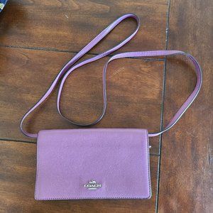 COACH Pebbled Leather Fold-Over Crossbody Clutch